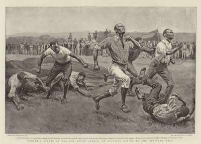 Atletische Sporten in Palapye, Zuid-Afrika, een Spannende Finish van de Hindernisrace door Frank Dadd